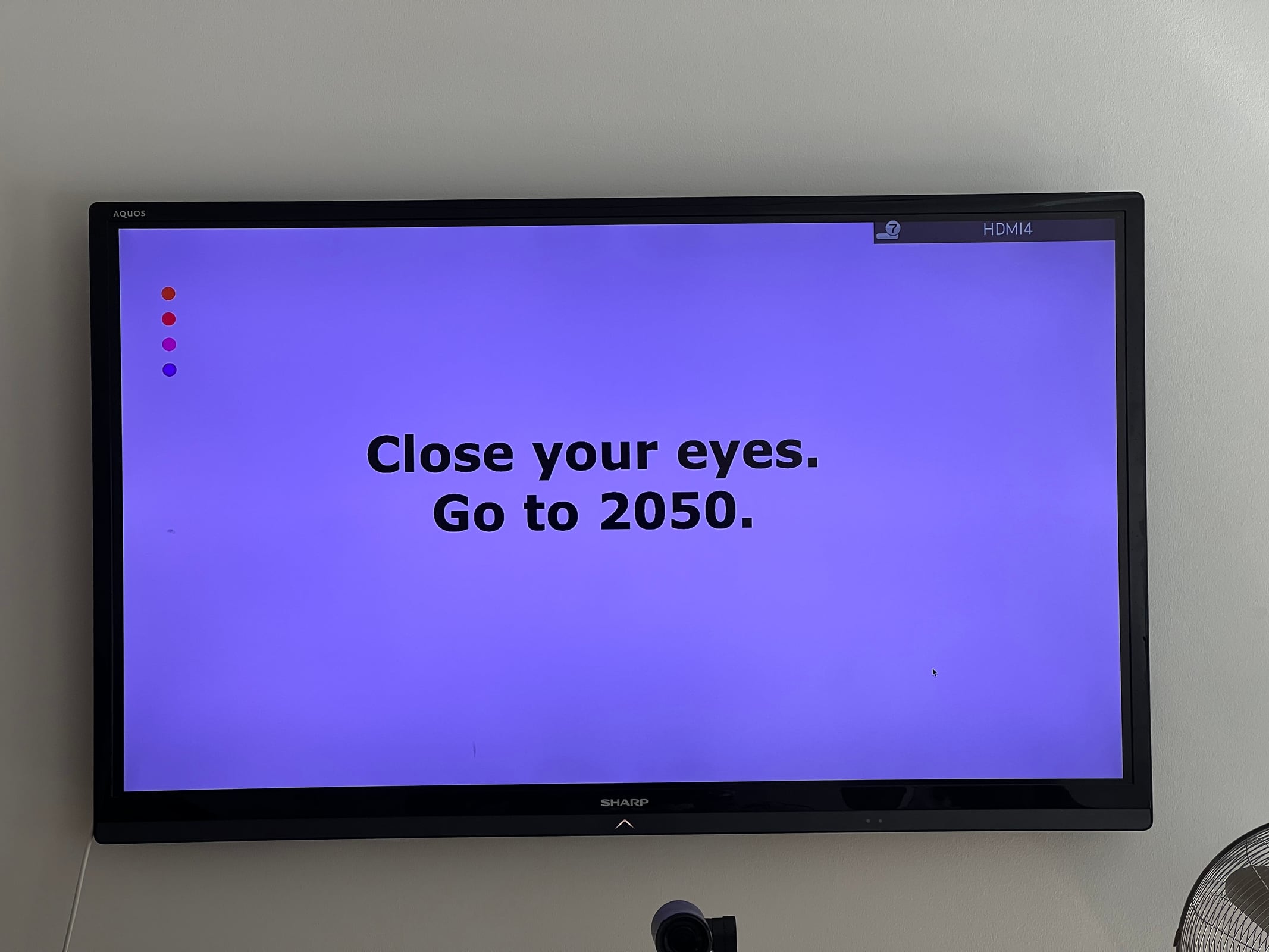 A simple narrative threshold: closing the eyes and moving the conversation to 2050.